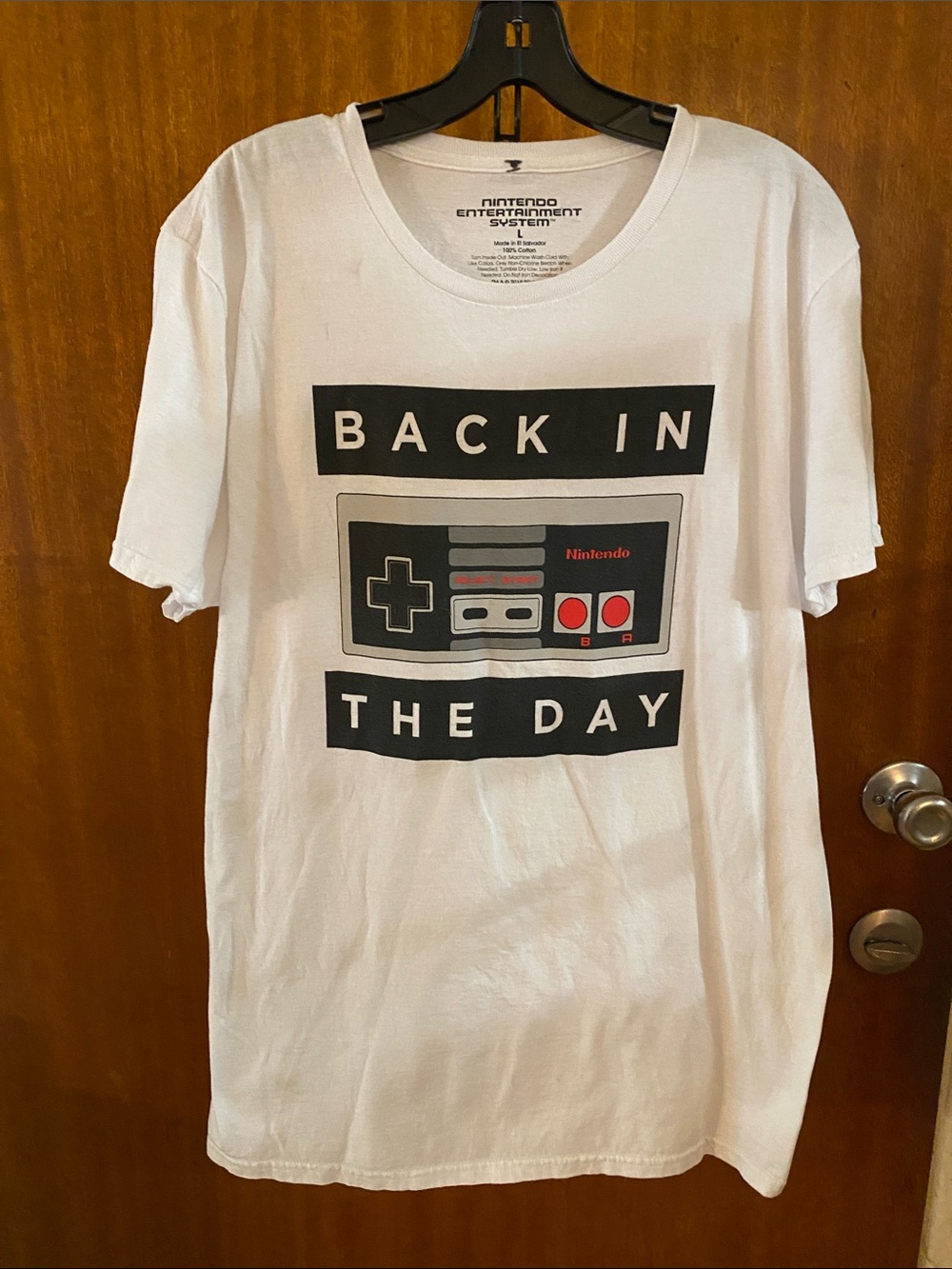 Nintendo White Retro Controller Graphic Tee -as is , faint stain